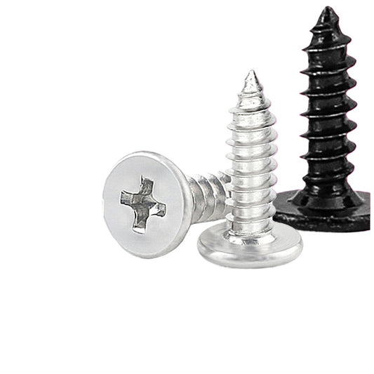 M1.7 M2.3 M3 Nickel-Plated and Black Hardened Large Flat Head Phillips Self-Tapping Screws for Electronics and Small Device Repair