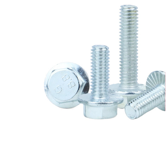 M6/M8 Blue and white zinc outer hexagonal flange bolts Non-slip half-tooth flange bolts Full-tooth outer hexagonal bolts with teeth for Hardware Assembly & Structural Fastening