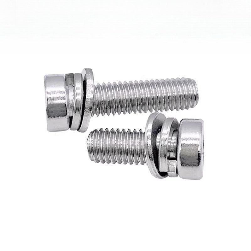 DIN7984 304 Stainless Steel  Screw M5 Hex Socket Thin Short Head Flat & Spring Washer Combination Screw
