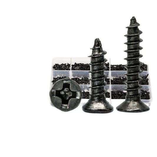 Carbon Steel Flat Head Countersunk Self Tapping Screws Assortment Kit - Screws Box Set for Home Repair and DIY Projects