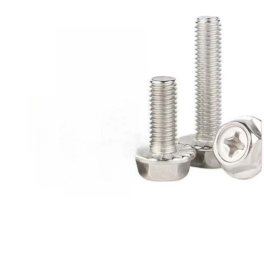 M3/M4/M5/M6 201 Stainless Steel Cross Flange Toothed Outer Hexagon Padded Bolts for Auto & Machinery Installation