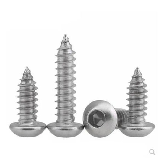 5/10/20Pcs [M3 M4 M5 M6] 304 Stainless Steel Hexagon Socket Button Head Self tapping Screws Round Head