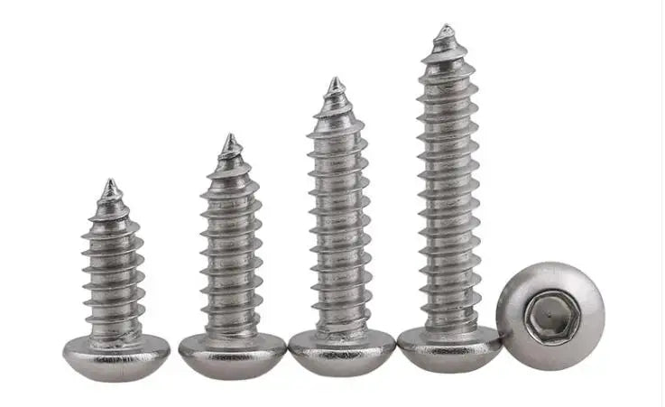 5/10/20Pcs [M3 M4 M5 M6] 304 Stainless Steel Hexagon Socket Button Head Self tapping Screws Round Head