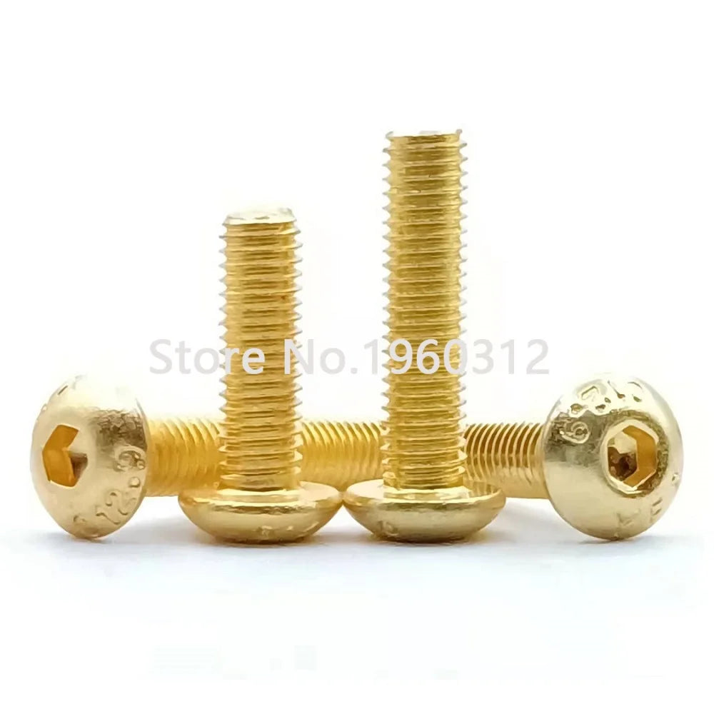 5-10P Half Round Head Plating Titanium Gold Button Head Screw Grade 12.9 M2M2.5 M3 M4 M5 ISO7380 Hex Socket Screw Length 5-35mm