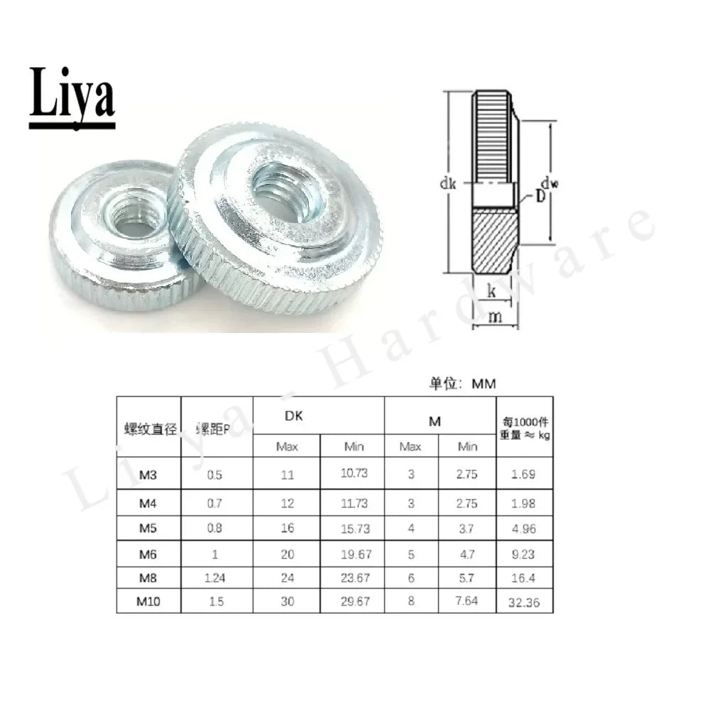 5-10Pcs GB807 M3 M4 M5 M6 M8 M10 Galvanized Small step Hand tighten Nuts Knurled Thumb Nuts