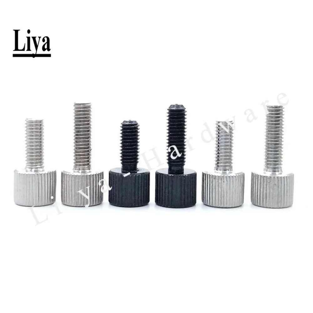 5-10pcs M2 M2.5 M3 M4 M5 knurled flat head thumb screw, stainless steel 304 hand tighten or nickel-plated and black thumb screw