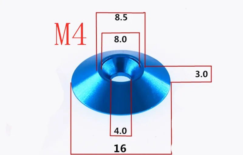 5--10pcs M4 M5 M6 M8 Aluminum Colourful Countersunk Umbrella Flat Head Screw Concave Conical Decorative Groove Washer