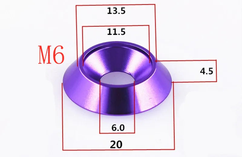 5--10pcs M4 M5 M6 M8 Aluminum Colourful Countersunk Umbrella Flat Head Screw Concave Conical Decorative Groove Washer