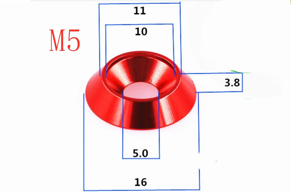 5--10pcs M4 M5 M6 M8 Aluminum Colourful Countersunk Umbrella Flat Head Screw Concave Conical Decorative Groove Washer