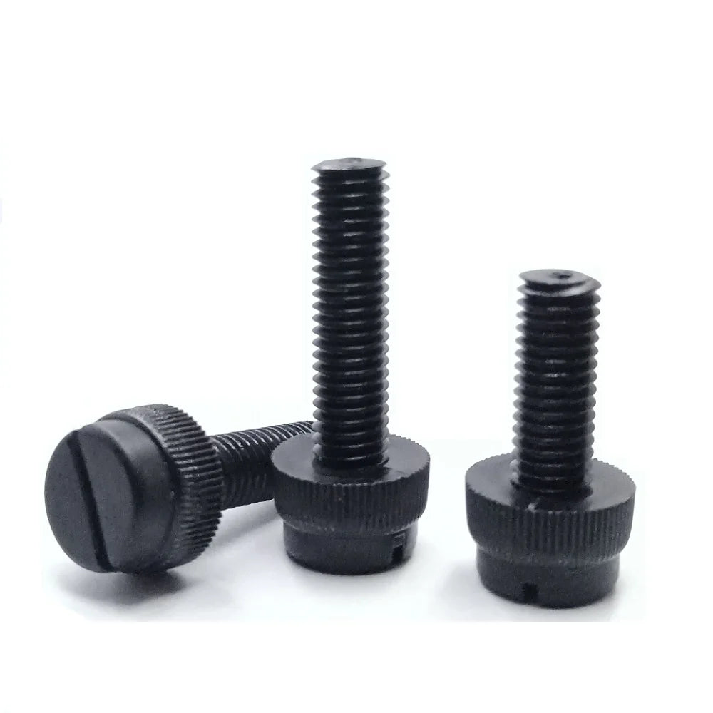 5-20pcs M3 M4 M5 M6 M8 Black Slotted Nylon Thumb Screw PA66 Nylon Plastic Hand Twist Screw Computer Hand Tighten Screws