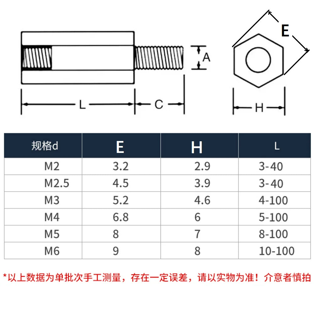 5-20pcs male to female Brass spacer M2 m2.5 m3 m4 m5 M6 Long Hexagonal Brass PCB Standoffs Spacers