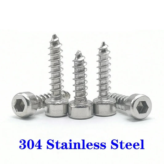 5-50pcs DIN912 M1.7M2M2.3M2.5M3M3.5M4M5M6 Stainless steel304 Hex Socket Head Cap Self Tapping Cup Furniture Speaker Screw Bolts