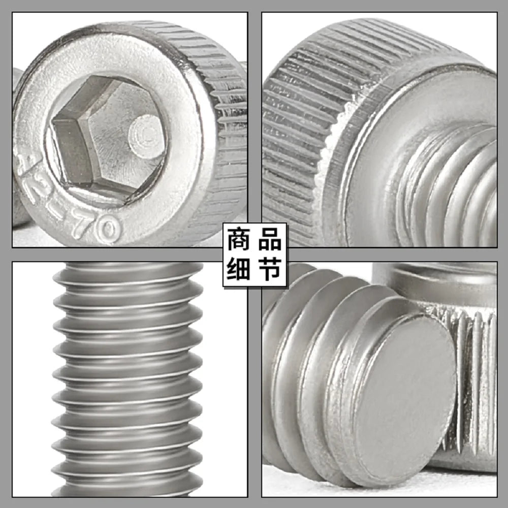 5-50pcs M1.4 M1.6 M2 M3 M4 M5 M6 M8 304 A2-70 Stainless Steel DIN912 Hexagon Hex Socket Cap Allen Head Bolt Screw Length 2-60mm