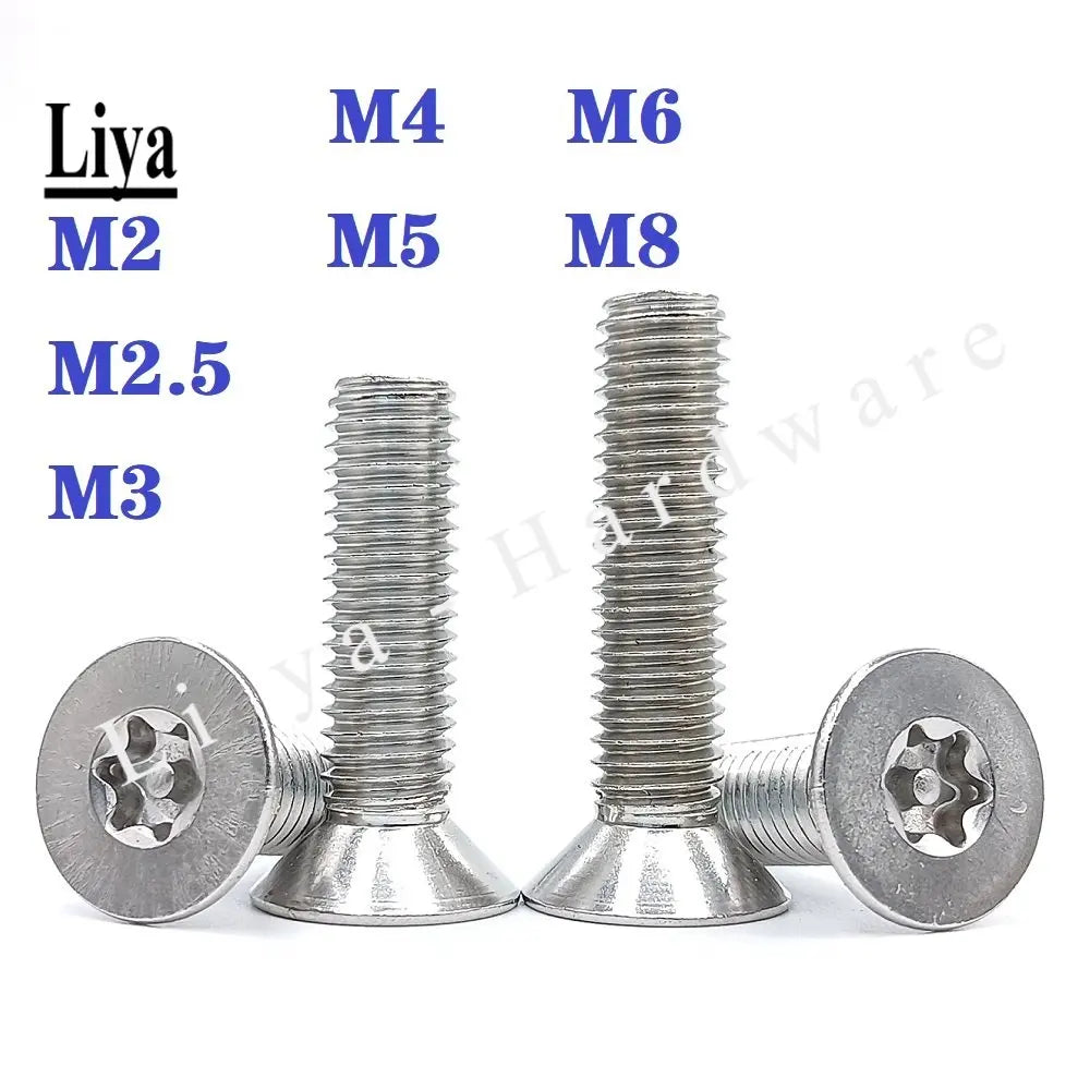 5-50pcs M3 M4 M5 M6 304 stainless steel Six Lobe Torx Flat Countersunk Head with Pin Tamper Proof Anti Theft Security Screw Bolt