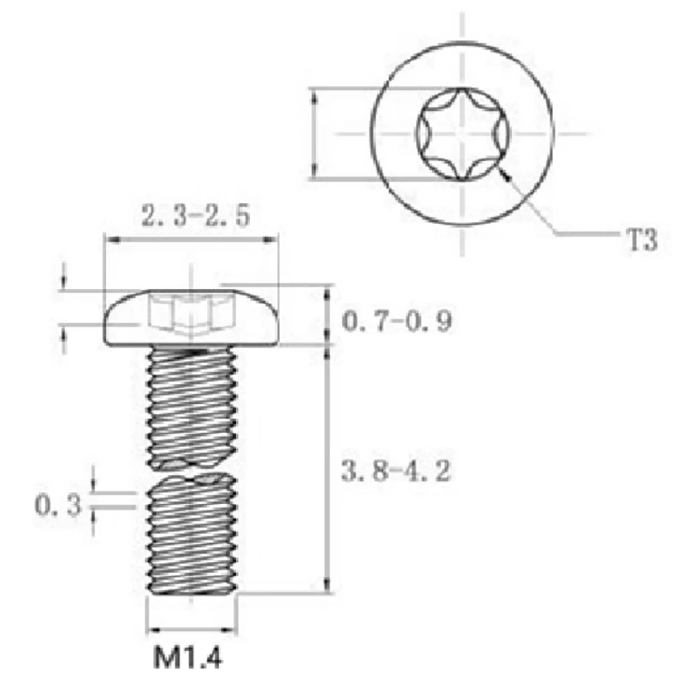 50/1000pcs M1.4x 4mm Grade 10.9  Black Steel Tamper Proof Security Torx Pan Head Screw