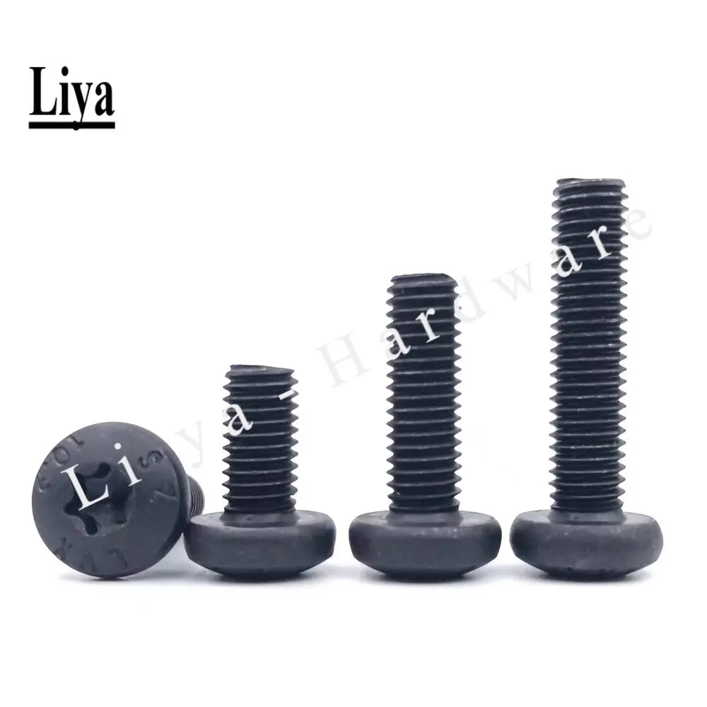 50/1000pcs M1.4x 4mm Grade 10.9  Black Steel Tamper Proof Security Torx Pan Head Screw