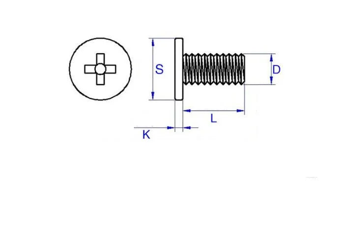 500pcs CM M1.4 M2 M2.5 M3  steel with black Cross Phillips Ultra Thin Super Low Flat Wafer Head Screw Bolt for Laptop Computer