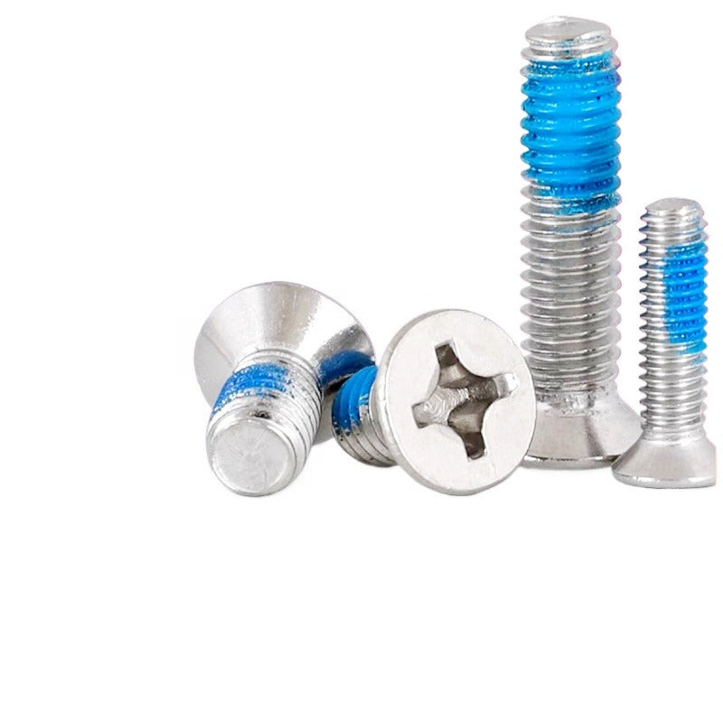M3 304 Stainless Steel Phillips Countersunk Head Anti-Loose Screws Blue Patch for Electronics