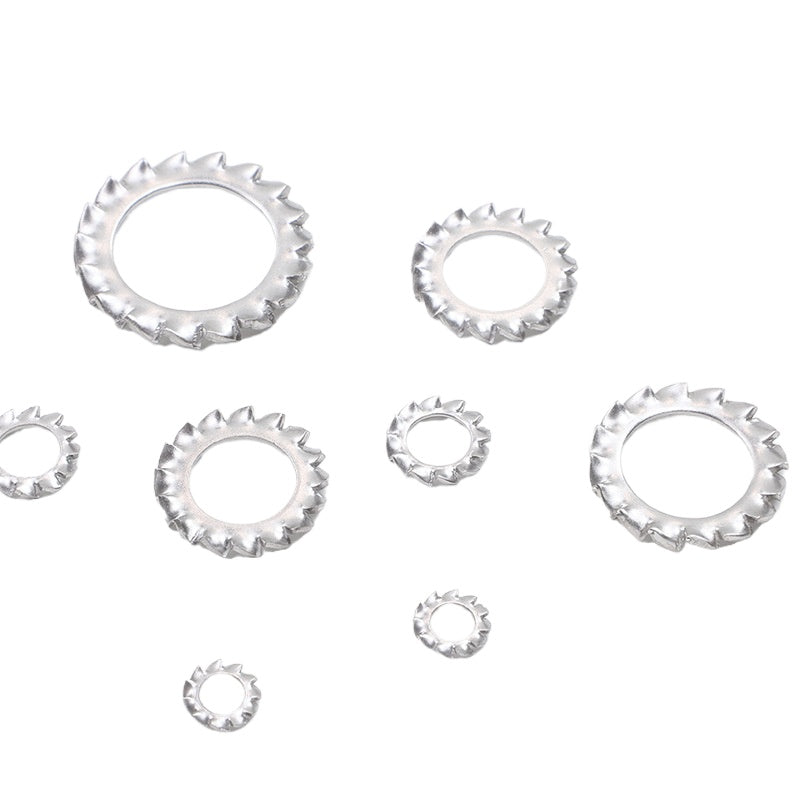 M3/M4/M5/M6 304 Stainless Steel External Tooth Washer Sawtooth Flat Gasket External Sawtooth Washer Anti-Slip and Anti-Retreat Gasket  for Industrial & Furniture Assembly