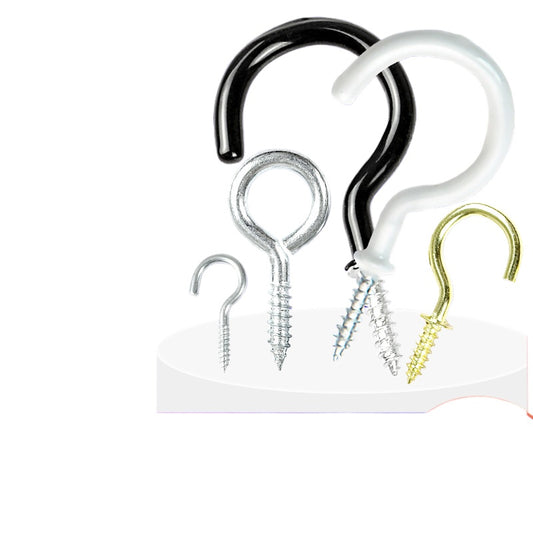 Open/Closed Sheep Eye Screw Hooks - Plastic Cup Hooks & Question Mark Light Hooks for Home Decoration & Hanging