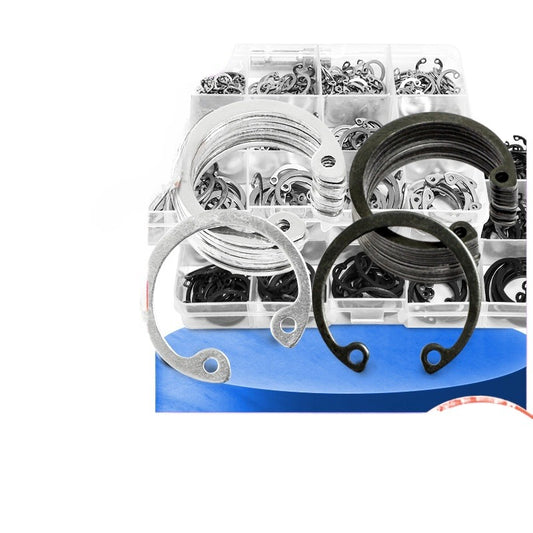 304 stainless steel circlip set black carbon steel type C type inner card opening snap ring elastic retaining ring hole is packed in circlip box for Mechanical Repair