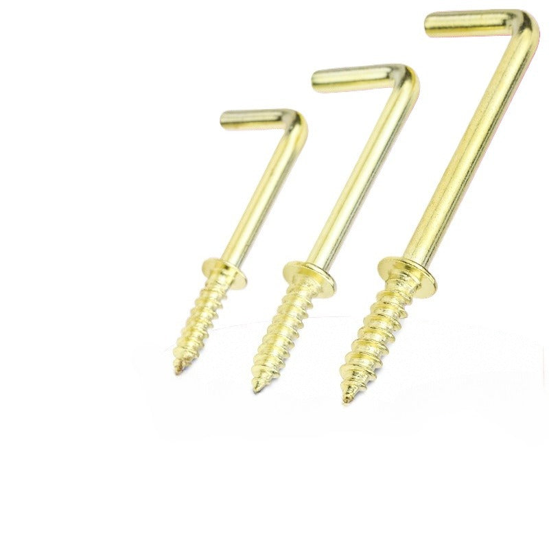 1/2 1 2 Inch Copper Plated L Shaped Right Angle Hook Self Tapping Screws 7 Character Hook Screws for Home Decoration Furniture Installation Wall Hanging Fixing