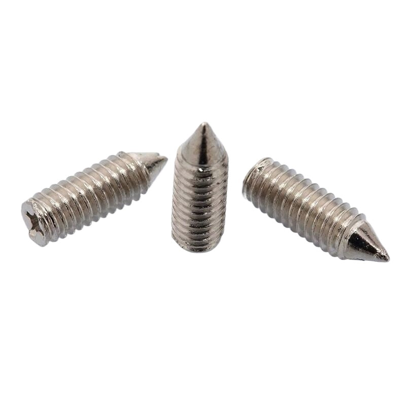 M2/M3/M3.5 Carbon steel nickel-plated cross groove tip machine rice screw heeadless tip tail machine rice cone end tightening top wire for Mechanical Assembly