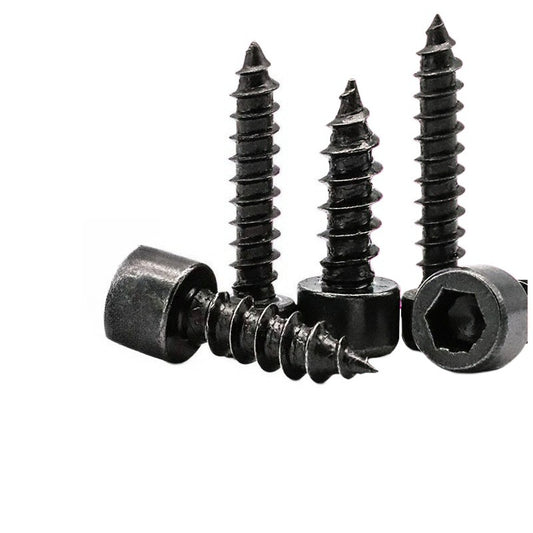 M2/M3/M4/M5 8.8 Grade Cylindrical Hex Head Self-Tapping Screws Black Wood Screws for Wood & Furniture Assembly