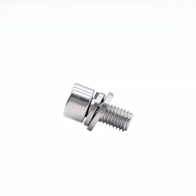 GB70.1 304/316 Stainless Steel Hex Socket Screw | Non-Knurled Flat & Spring Washer 3-in-1 Combo Fastener