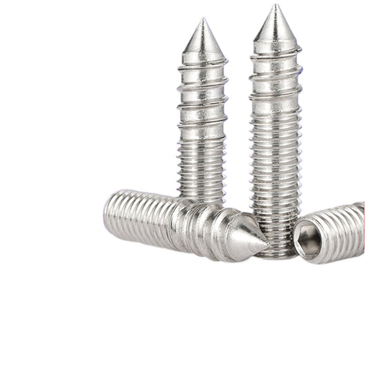 M4 M5 304 Stainless Steel Hexagonal Pointed Tail Double-Head Thread Self-Tapping Screws Furniture Bolts