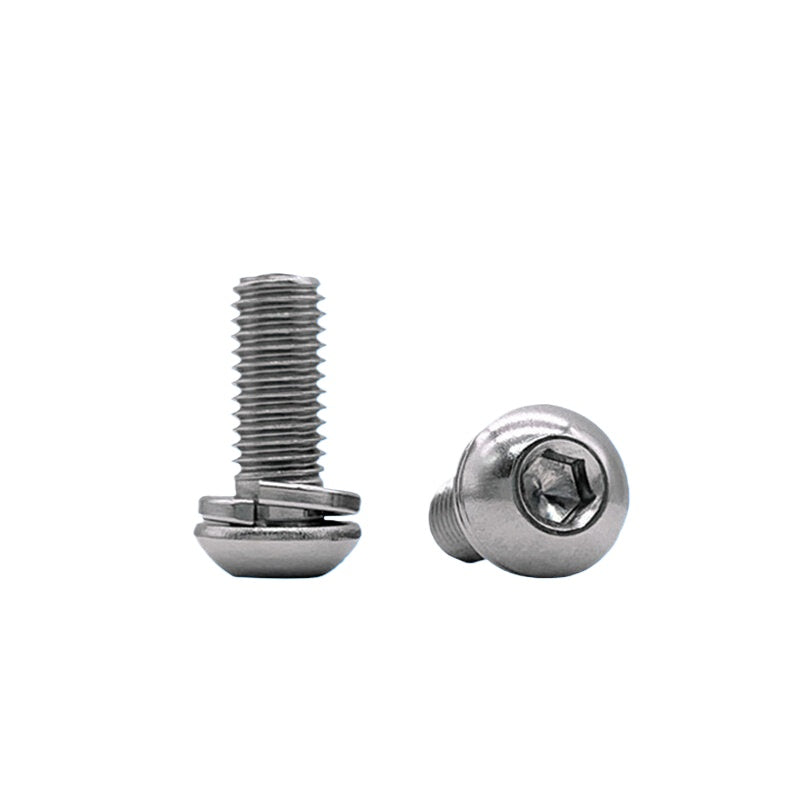 ISO7380 2-in-1 Screw  M4-M8 Stainless Steel Pan Head Hex Socket Spring Washer Combo Bolt