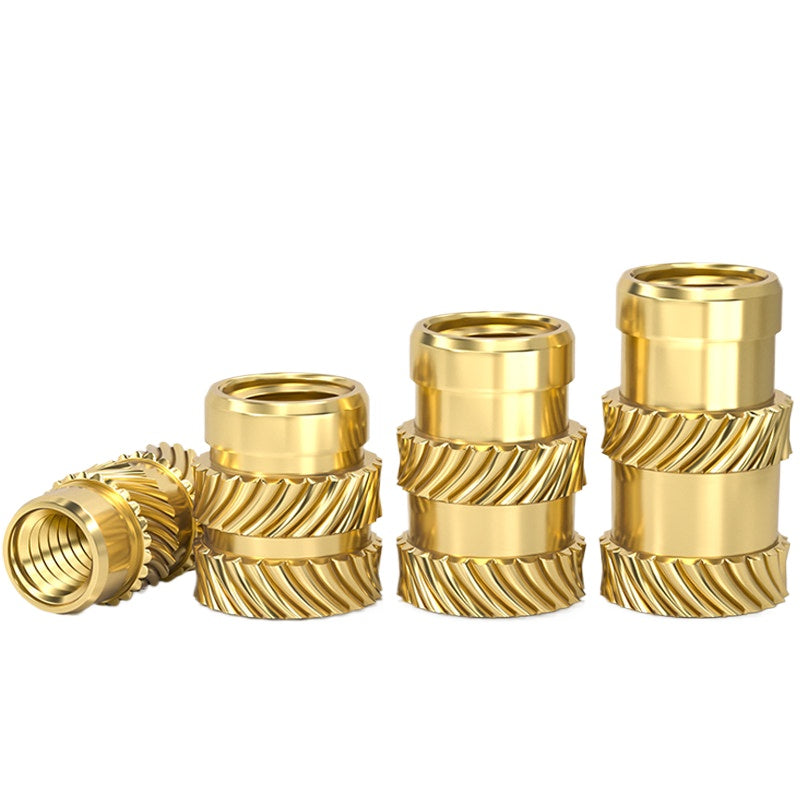 M1-M8 Knurled Brass Heat-Set Inserts - Slant Twill Threaded Nuts for Plastic Injection Molding 3D Printing