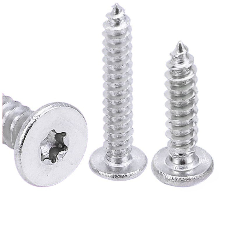 M2/M3/M4 304 Stainless Steel Plum Groove Large Flat Head Self-Tapping Screw Thin Head Self-Tapping Screw Flat Head Screw for Woodworking & Household Repairs