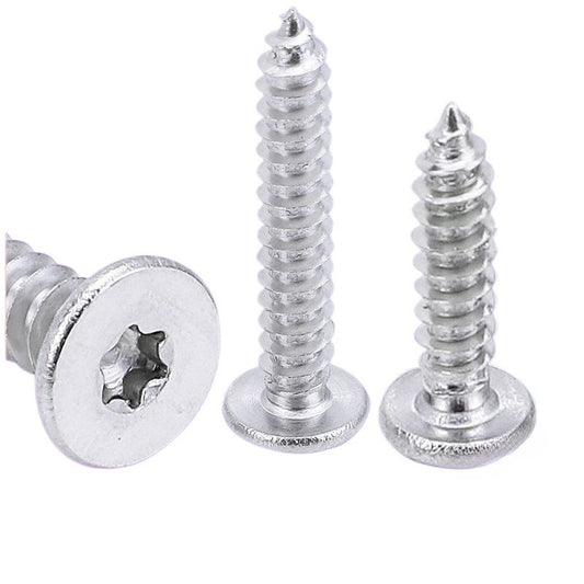 M2/M3/M4 304 Stainless Steel Plum Groove Large Flat Head Self-Tapping Screw Thin Head Self-Tapping Screw Flat Head Screw for Woodworking & Household Repairs
