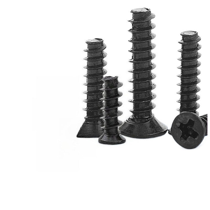 Carbon Steel Black Oxide Countersunk Head Flat Tail Self-Tapping Screws for Chassis & Fan Mounting