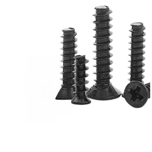 Carbon Steel Black Oxide Countersunk Head Flat Tail Self-Tapping Screws for Chassis & Fan Mounting
