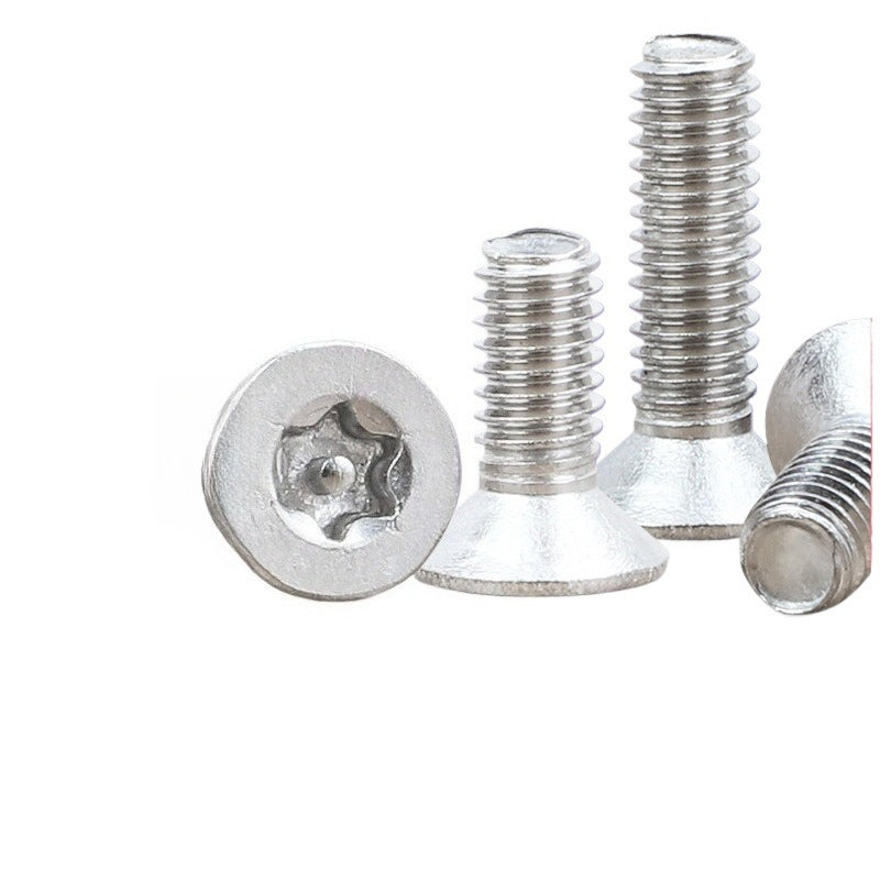 M3/M4  201 stainless steel countersunk plum blossom slot with column anti-theft screw flat head inner plum blossom screw flat cup machine screw for Furniture & Electrical Equipment