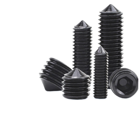 M3/M5/M8/M16 Grade 12.9 Carbon Steel Pointed Tip Set Screws Black Hex Socket Machine Rice Stop Screws for Machinery Positioning
