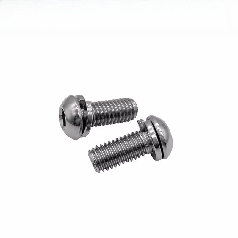 ISO7380 2-in-1 Screw  M4-M8 Stainless Steel Pan Head Hex Socket Spring Washer Combo Bolt