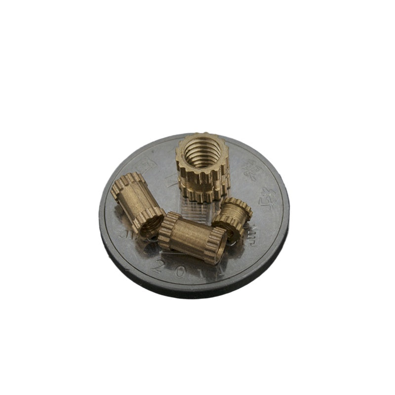 M1.6/M2.5/M3 Injection molded copper nut double through hole embedded inlay copper flower mother hot melt knurled nut for Assembly
