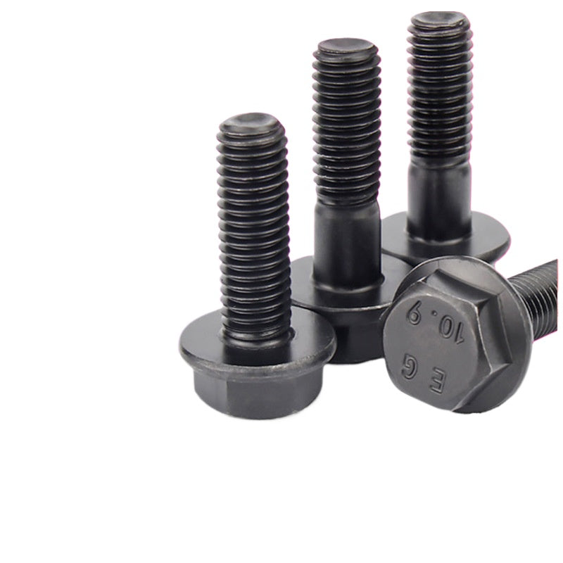 M6-M14 10.9 Grade Flange Hex Head Bolts Blackened Toothless Flange Surface Outer Hexagon Medium Bolts for Industrial Machinery/Construction/Equipment Assembly/Metal Fabrication
