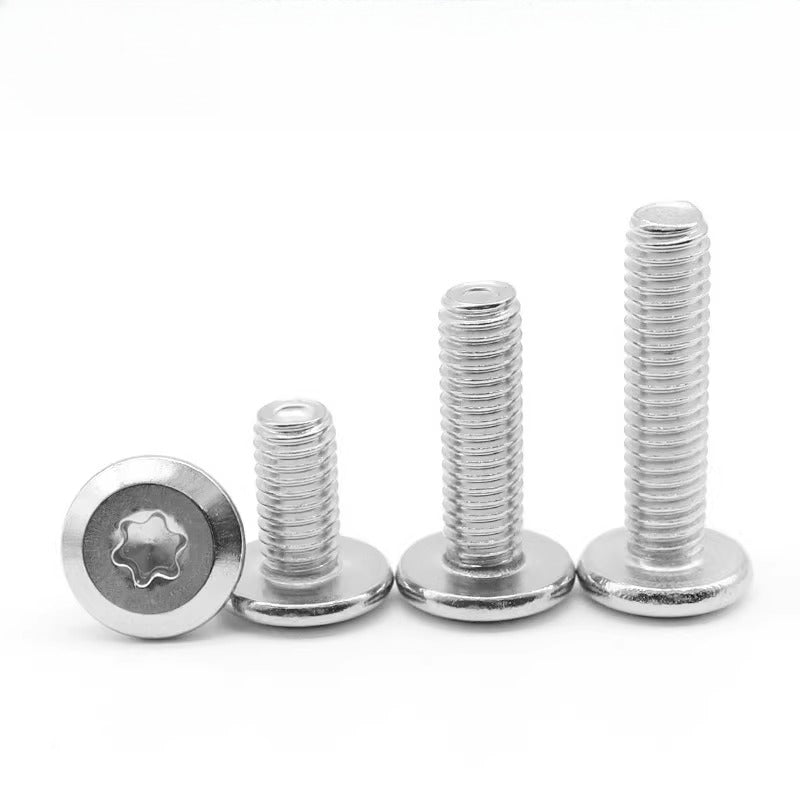 M2-M12 304 Stainless Steel Pair Lock Screw Chamfered Plum Blossom Big Flat Head Furniture Fastener