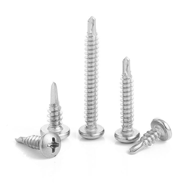 M3.5/ M4.2/M4.8   410 Stainless Steel Cross Round Head Drill Tail Screw Iron Galvanized Pan Head Furniture Drill Tail Screw for Wood & Furniture Assembly