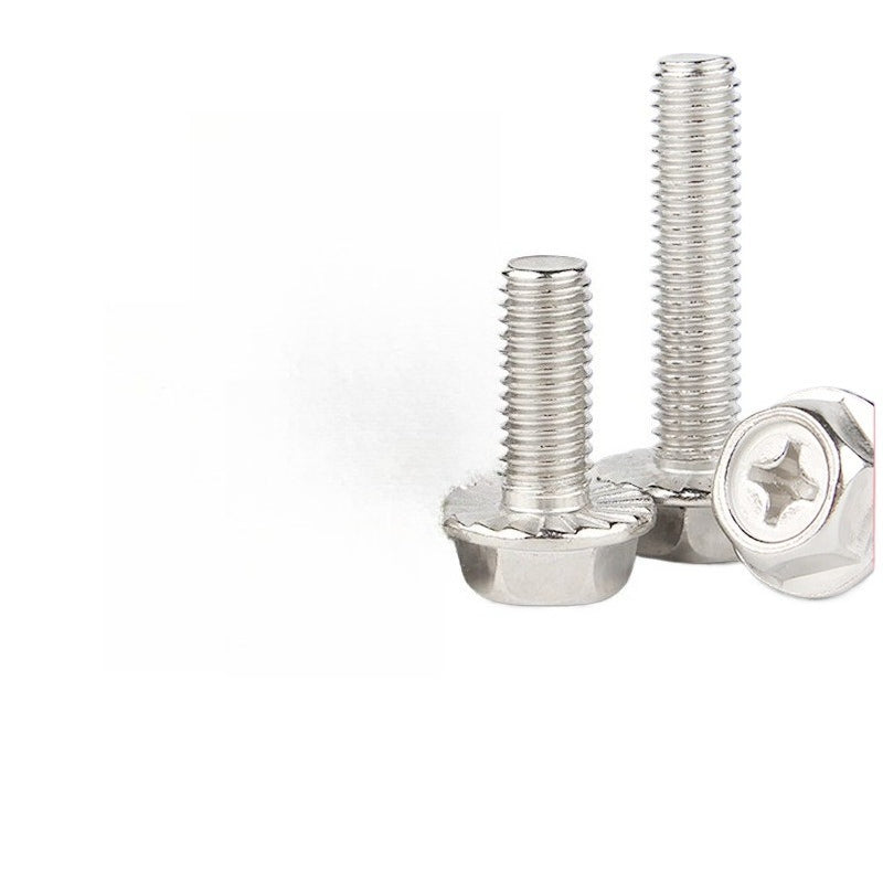 M4/M5/M6/M8 304 stainless steel cross flange screws outer hexagonal recess flange bolts toothed screws for Equipment Assembly