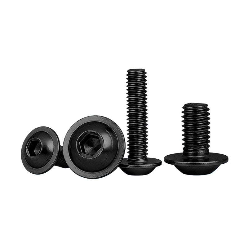 Black 304 Stainless Steel ISO7380.2 Screws | M2-M10 Semi-Round Head Hex Flange Machine Screws