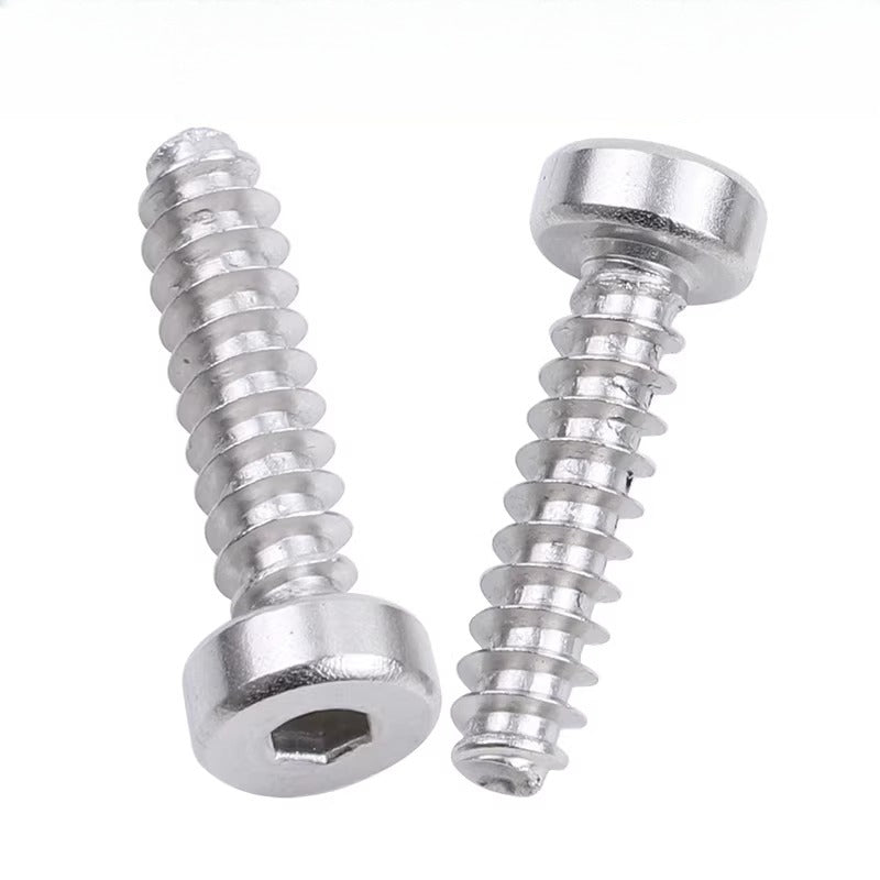 M2-M6.3 304 Stainless Steel Flat Head Hex Socket Self-Tapping Screw Flat Tail Low-Profile Fastener