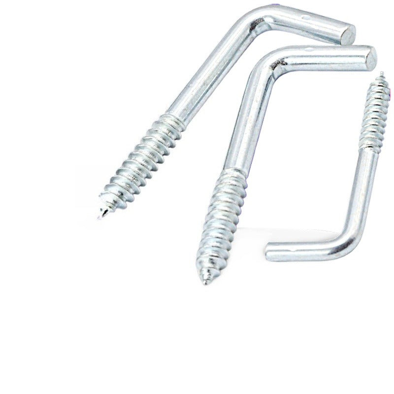 M2.5/M2.8/M3.4 Blue Zinc Plated Carbon Steel L Hook Self-Tapping Screws - 7-Shaped Right Angle Light Hooks for Home Hanging and Storage