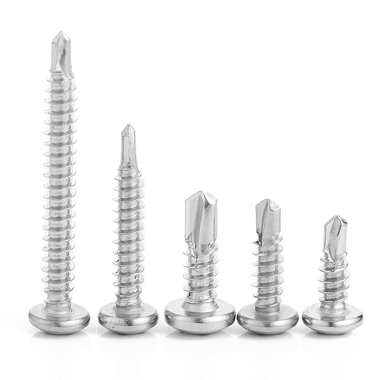 M3.5/ M4.2/M4.8   410 Stainless Steel Cross Round Head Drill Tail Screw Iron Galvanized Pan Head Furniture Drill Tail Screw for Wood & Furniture Assembly