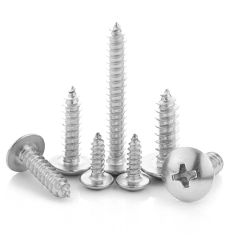 M2/M3/M4 Grade 4.8 Galvanized Cross Groove Large Flat Head Self-Tapping Screw Mushroom Head Self-Tapping Screw Umbrella Head Screw for Woodworking & Assembly