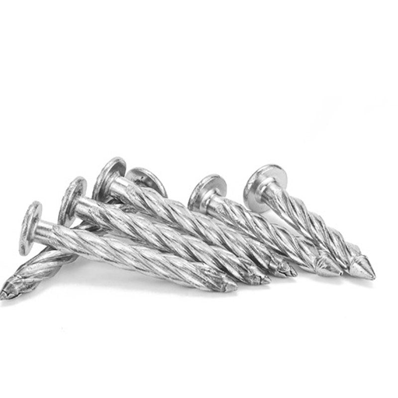 M8  201/304 Stainless Steel Threaded Nails Galvanized Twist Nails Round Head Spiral Nails Cement Floor Compression Explosion Expansion Nails for Building & Concrete Installation